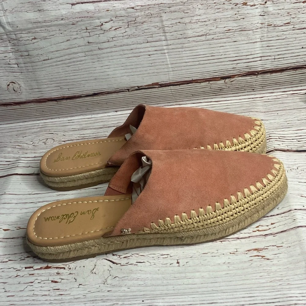 New Sam Edelman Austin Espadrille Slide in Rose Suede Sz 10.5